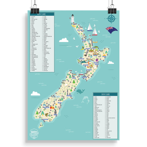 O'Brien Collection- NZ Original Scratch Map-A3