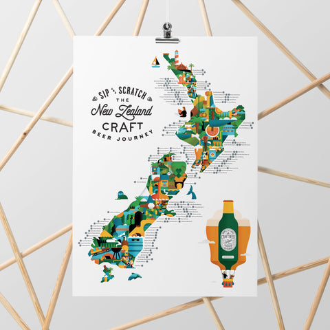 O'Brien Collection- NZ Sip and Scratch Map-A2