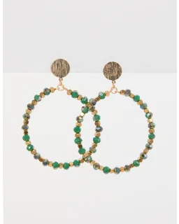 S + G -Emerald Hoop earring