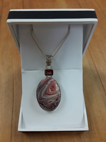 Garnet and Butterfly Jasper (Picasso Jasper) Gemstone Necklace