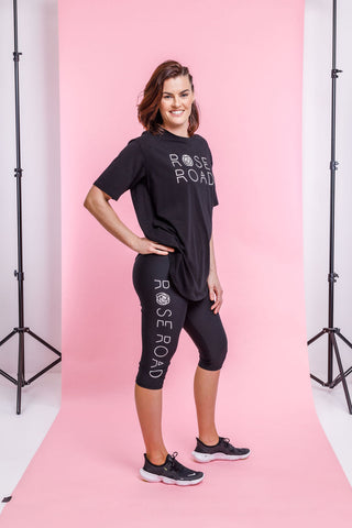 Homelee - Rose Road - 3/4 Leggings - black with logo
