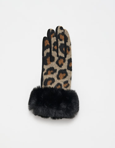 Gloves -Leopard W/Fur