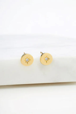 Zafino-Crystal Disk Stud - Gold