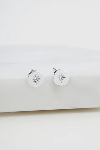 Zafino-Crystal Disk Stud - Silver