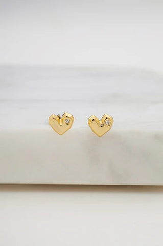 Zafino-Crystal Heart Stud- Gold