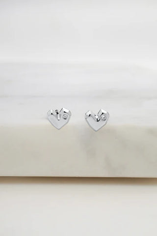 Zafino-Crystal Heart Stud- Silver