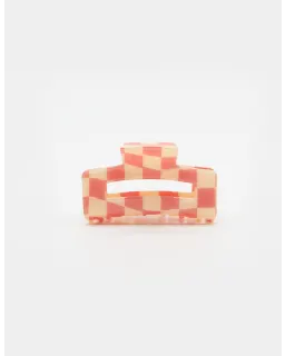 S + G -Hair Grip-Checkered Pink/Cream