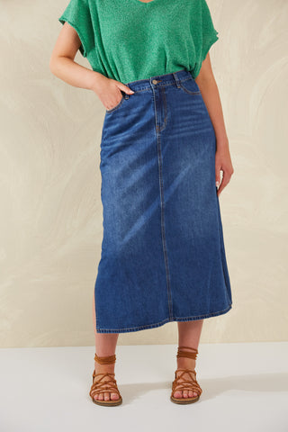 Haven -Dalton Denim Skirt- Indigo