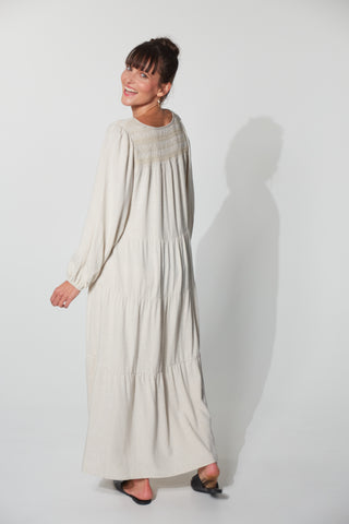 Haven -Lauder Tiered Maxi- Flax