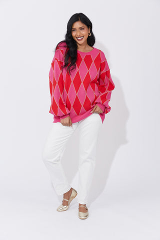 Haven -Casablanca Lurex Jumper-Chilli/Pink