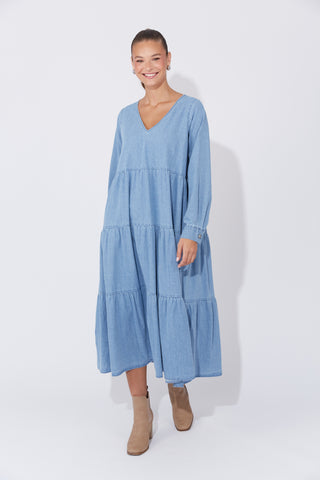 Haven -Austin Denim Maxi Dress-Denim