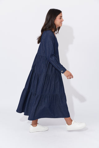 Haven -Austin Denim Maxi Dress-Indigo