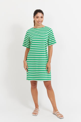 Haven -Limon Stripe Tshirt Dress- Green
