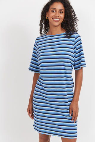 Haven -Limon Stripe Tshirt Dress- Indigo