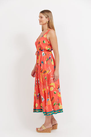 Haven -Cabana Tie Dress- Brasil Coral