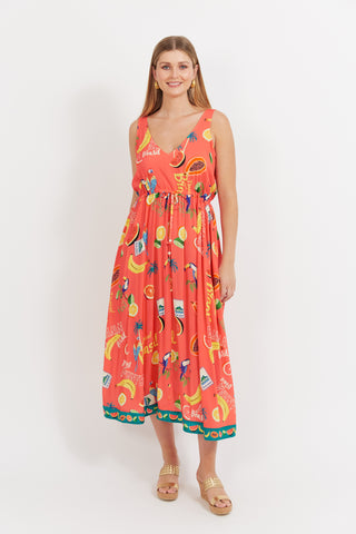 Haven -Cabana Tie Dress- Brasil Coral