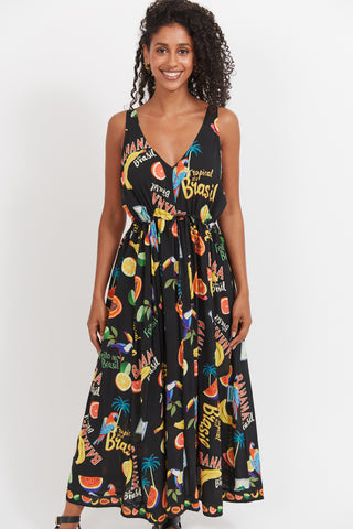 Haven -Cabana Tie Dress- Brasil Black
