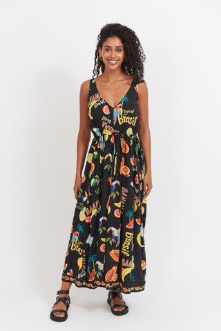 Haven -Cabana Tie Dress- Brasil Black