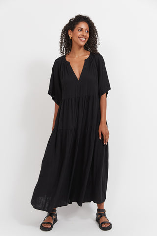Haven -Jardin Tiered Maxi Dress - Black