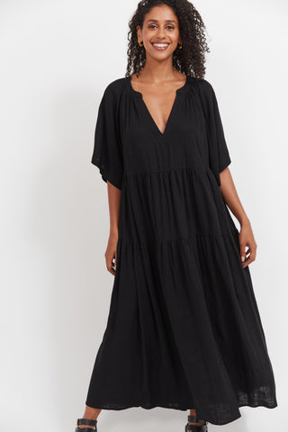 Haven -Jardin Tiered Maxi Dress - Black