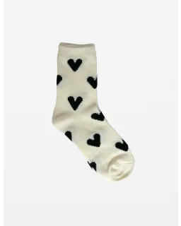 Stella + Gemma -White/Black Heart Socks