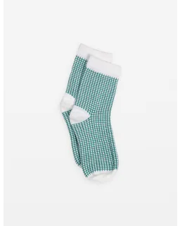 Stella + Gemma -White/Green Grid socks