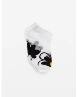 Stella + Gemma -White/black flower socks