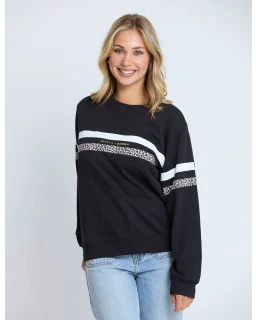 Stella+Gemma-Essential Sweater-Black Leopard/white stripe