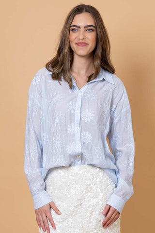 Augustine/Amaya- Nina Embroidered Shirt-Light Blue