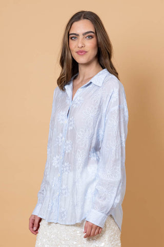 Augustine/Amaya- Nina Embroidered Shirt-Light Blue