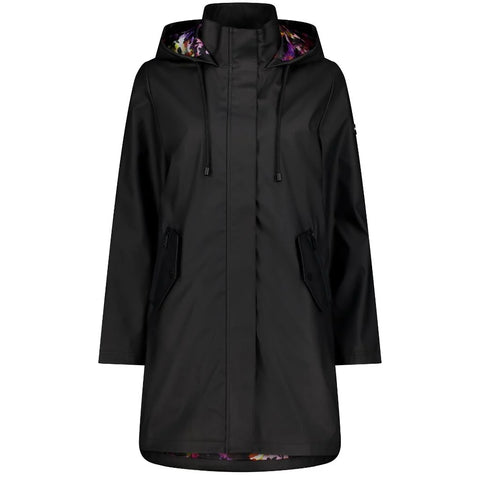 Moke- Billie Raincoat - Black/Purple Fleur