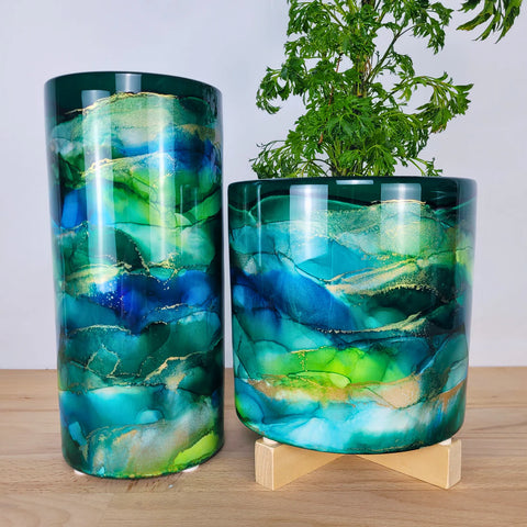 Inkurio- Planter Large Cylinder-Blue Mountains