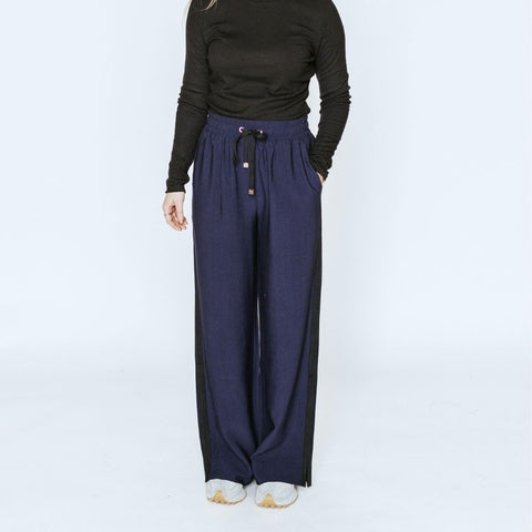 Moke-Indiana wide leg Pants- Navy