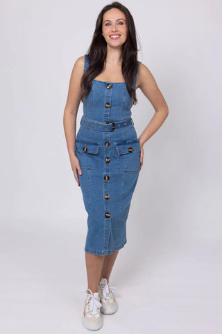 Honey Denim- Mandy Denim Midi Dress