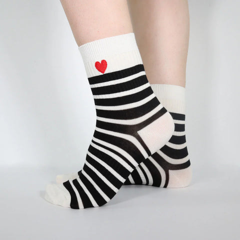 Minx -Love line socks-white stripe