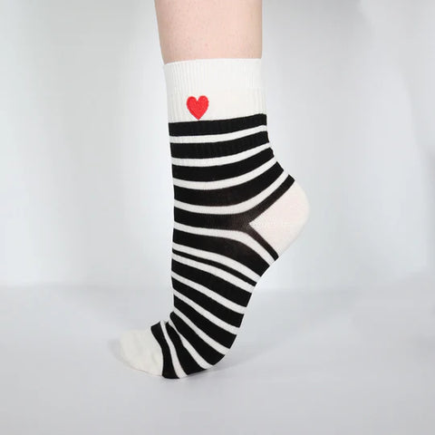 Minx -Love line socks-white stripe