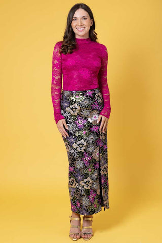 Augustine- Millie Maxi Velvet Black Skirt