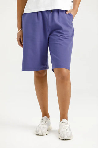 Homelee - Rose Road -Long Sweat Shorts-Hyacinth