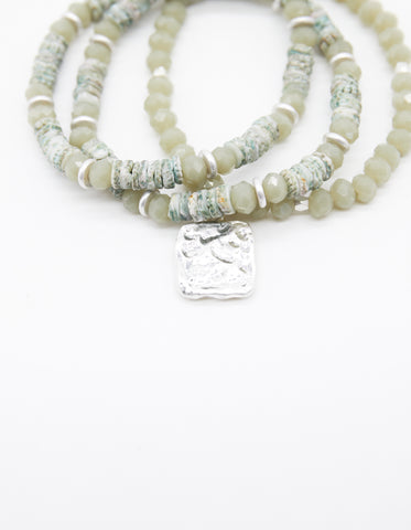 S + G- Green  Beads Bracelet