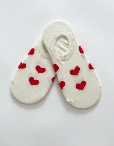 Stella + Gemma -White socks with red hearts
