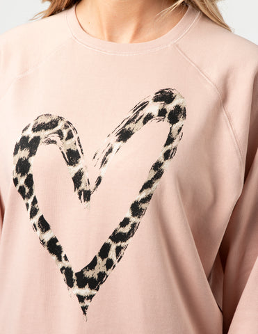 Stella + Gemma -Everyday Sweater/ Blush Leopard Heart