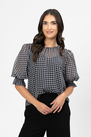 Seeking Lola- Magnificent Top-Black/White Gingham