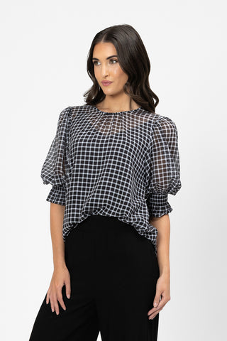 Seeking Lola- Magnificent Top-Black/White Gingham