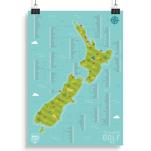 O'Brien Collection- NZ Golf Scratch Map-A2