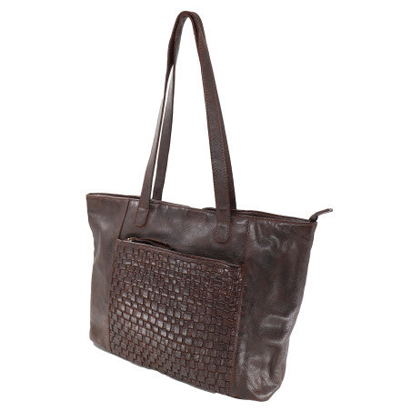 Baron Leathergoods - Hand Woven Tote Handbag-DK Brown