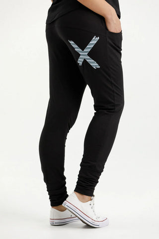 Homelee Apartment pants -Black with Stormy Stripe X