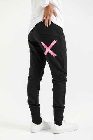 Homelee Apartment pants -  Black with Pink Stripe
