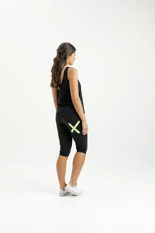 Homelee - 3/4 APARTMENT PANTS - Black with Lime X