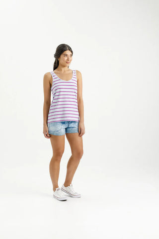 Homelee -Heather Singlet -Orchid Stripe