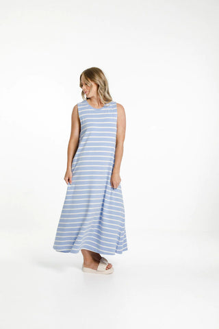 Homelee-Bella Dress-Cerulean Stripes